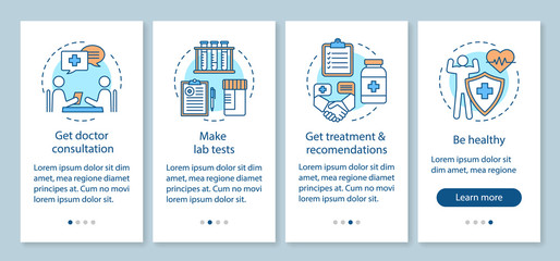 Health screening onboarding mobile app page screen vector template
