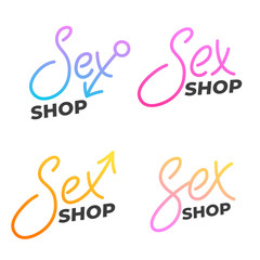 Sex shop vector lettering set. Vibrant colorful logo for Sex shop.