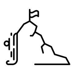 Hiking mountain icon. Outline hiking mountain vector icon for web design isolated on white background