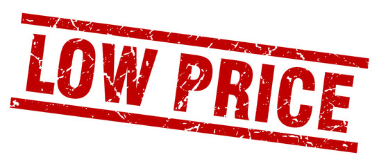 square grunge red low price stamp