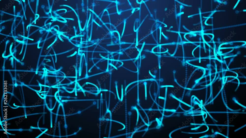 Poster many particles like worms or midge are in dark space, 3d rendering computer generated background