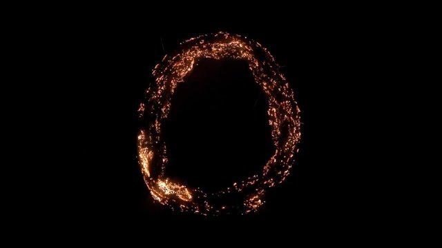 Number zero 0 burning, smoldering