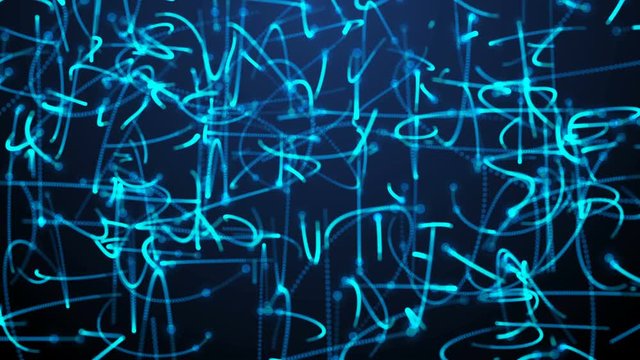 Many particles like worms or midge are in dark space, 3d rendering computer generated background