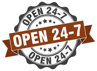 Obraz premium open 24 7 stamp. sign. seal