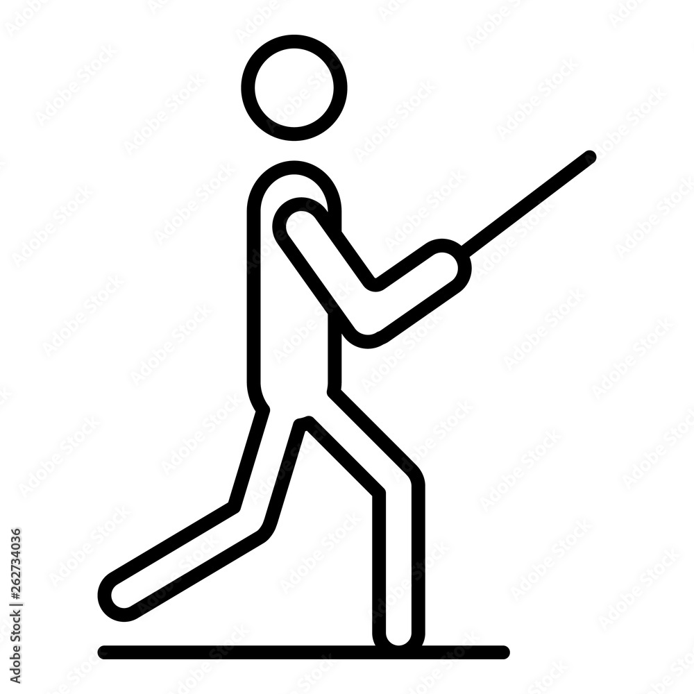 Poster man fencing training icon. outline man fencing training vector icon for web design isolated on white