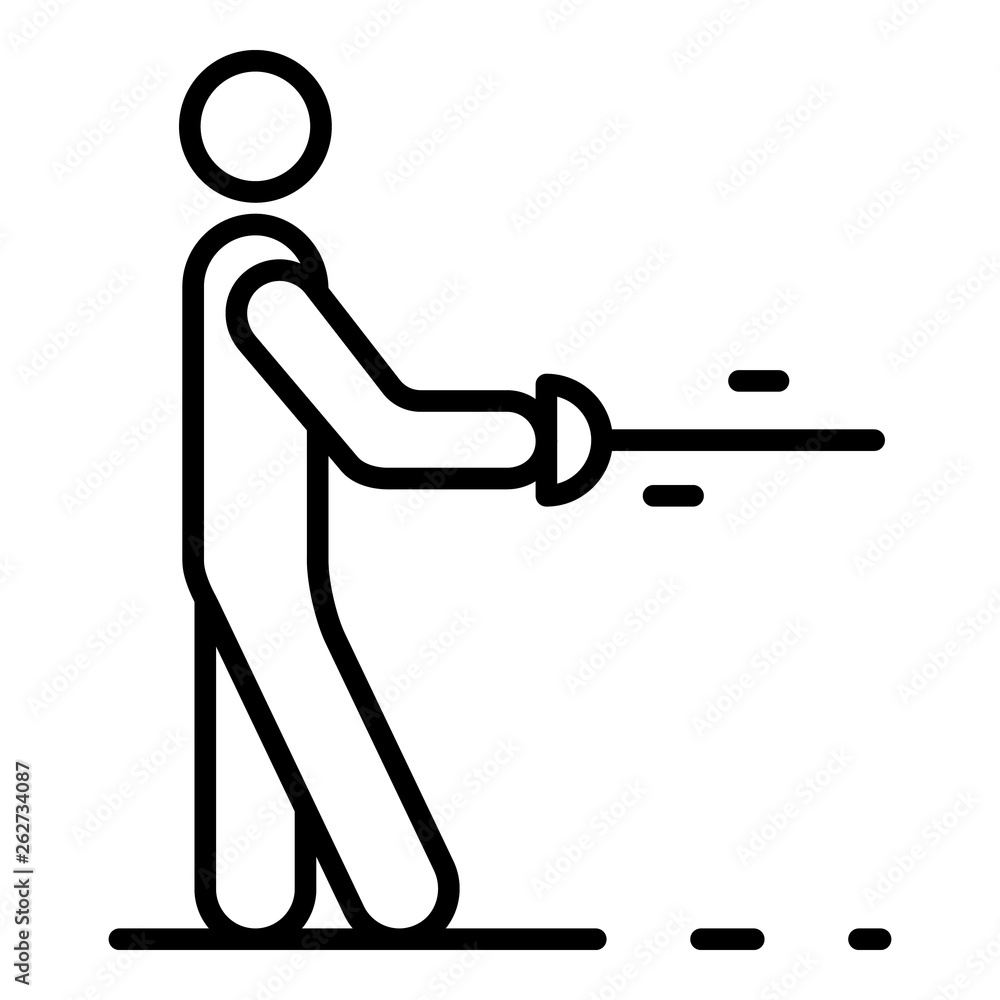 Poster man fencing icon. outline man fencing vector icon for web design isolated on white background