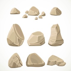 Set of natural objects stones isolated on a white background