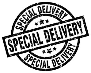 special delivery round grunge black stamp