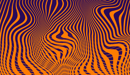 Abstract duotone orange and violet background . Halftone texture . Trendy synthwave liquid wave gradient design.