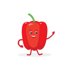 Bell Pepper cartoon character isolated on white background. Healthy food funny Sweet Pepper mascot vector illustration in flat design.