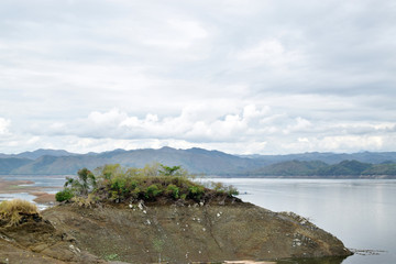 Islets or small islands form within the lake when water recede during long summer