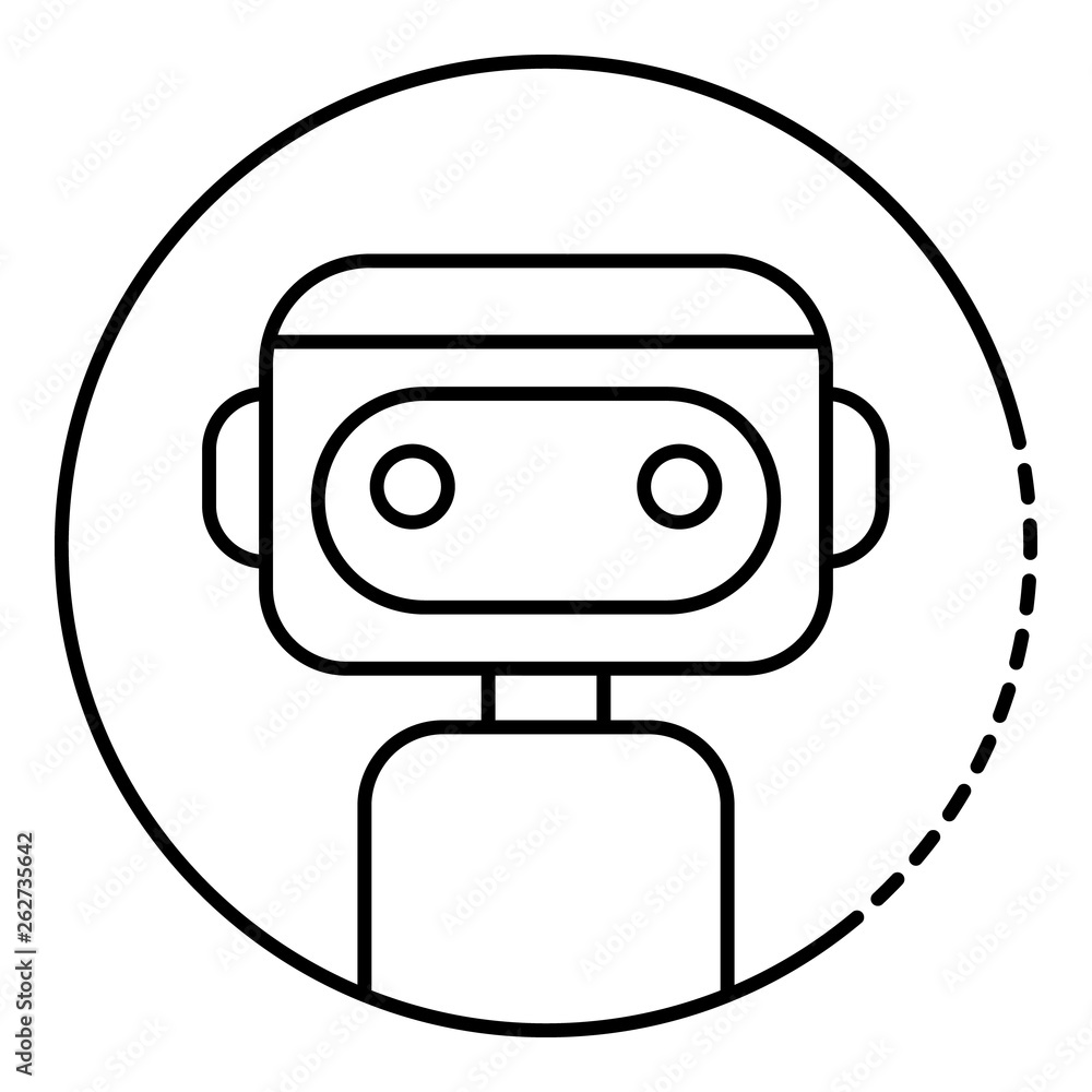 Poster robot in the circle icon. outline robot in the circle vector icon for web design isolated on white b