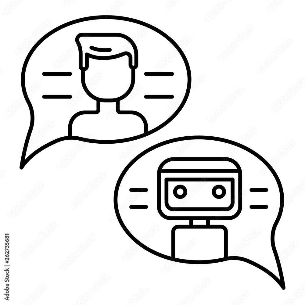 Poster conversation with chat bot icon. outline conversation with chat bot vector icon for web design isola