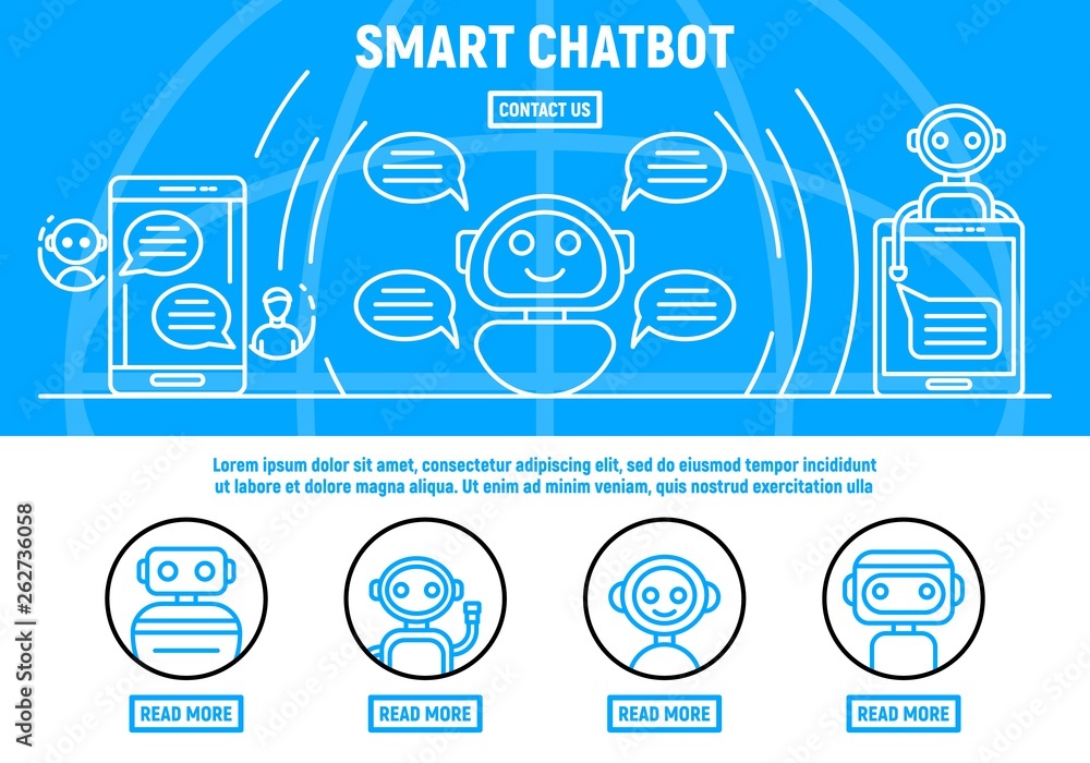 Poster chatbot concept background. outline illustration of chatbot vector concept background for web design