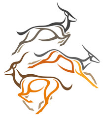 Stylized Antelopes - Nyala, Eland and Kudu