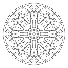 Coloring book with black and white floral mandala pattern. Vector illustration.