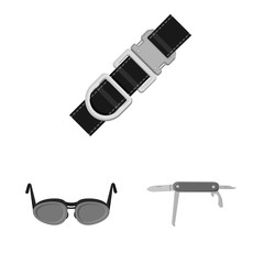 Isolated object of mountaineering and peak symbol. Set of mountaineering and camp stock symbol for web.