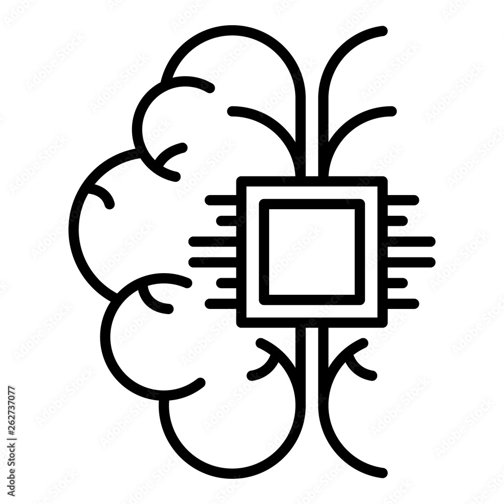 Poster cybernetic brain icon. outline cybernetic brain vector icon for web design isolated on white backgro