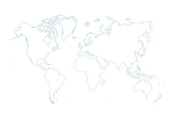 Fototapeta na wymiar blue map of the world on white background