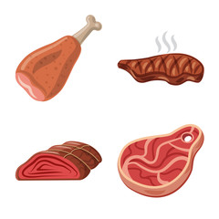 Isolated object of meat and ham sign. Collection of meat and cooking vector icon for stock.