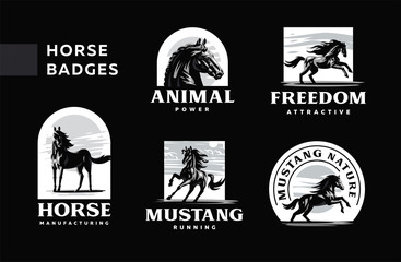A set of badges frisky horses