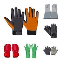 Isolated object of glove and winter symbol. Collection of glove and equipment stock symbol for web.