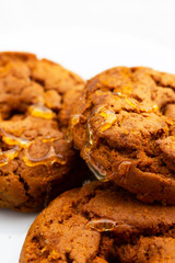 Closeup of honey biscuits.