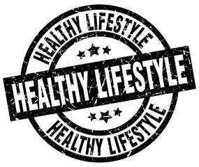 healthy lifestyle round grunge black stamp
