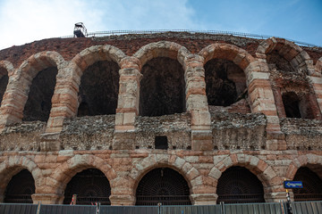 Obraz premium Verona, Italy – March 2019. Arena di Verona an Ancient roman amphitheatre in Verona, Italy named as UNESCO World Heritage Site and popular touristic place