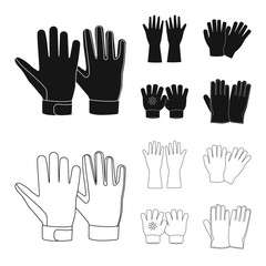 Isolated object of glove and winter logo. Collection of glove and equipment stock vector illustration.