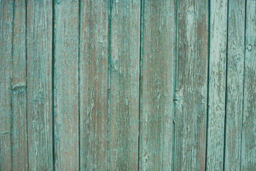 Background of green flaky wood Backdrop of green colored wooden panels with aged flaky surface