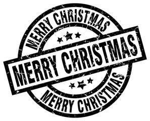 merry christmas round grunge black stamp