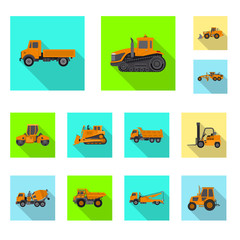 Naklejka premium Isolated object of build and construction logo. Collection of build and machinery stock symbol for web.