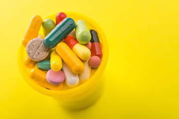 Pile of colored capsule pills