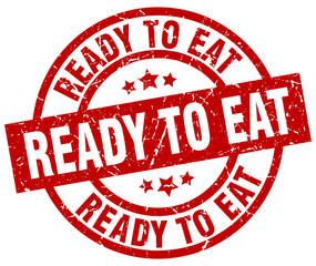 ready to eat round red grunge stamp
