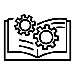 Gear user guide icon. Outline gear user guide vector icon for web design isolated on white background