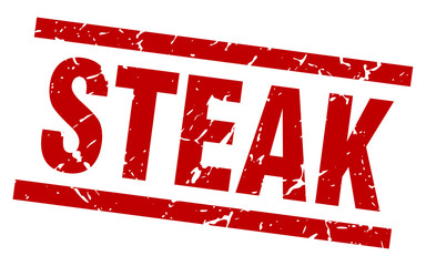 square grunge red steak stamp
