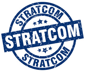 stratcom blue round grunge stamp