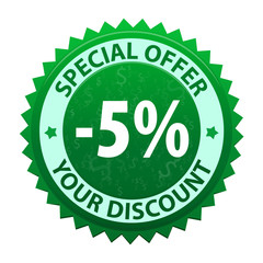 Discount label 5 percent off - icon