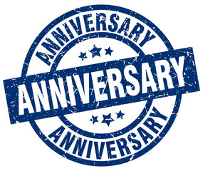 anniversary blue round grunge stamp
