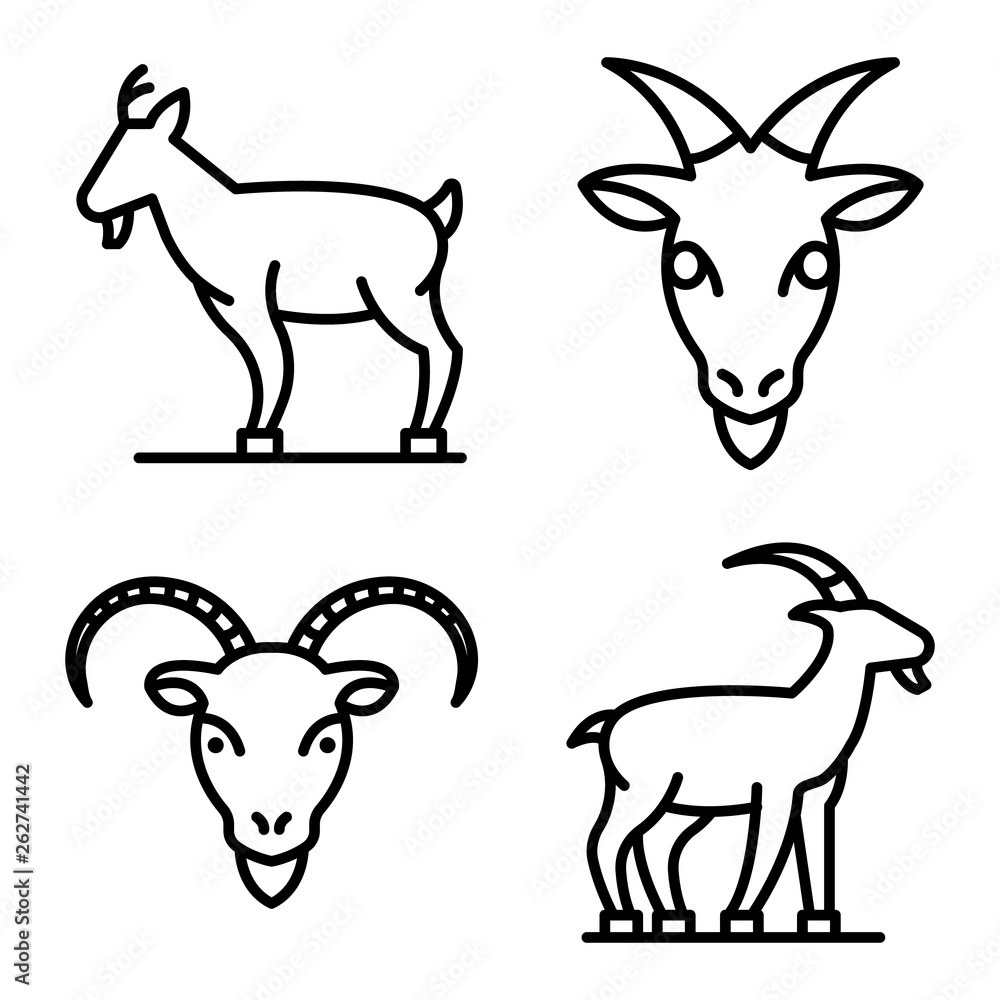 Poster goat icons set. outline set of goat vector icons for web design isolated on white background