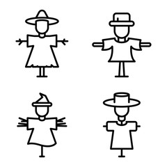 Scarecrow icons set. Outline set of scarecrow vector icons for web design isolated on white background