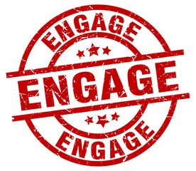 engage round red grunge stamp