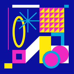 pink blue yellow neon colors geometry abstract background