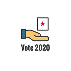 Voting 2020 Icon with Vote, Government, & Patriotic Symbolism and Colors