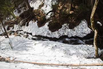 Sunny landscape at the end of winter season
