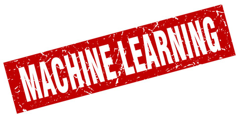 square grunge red machine learning stamp
