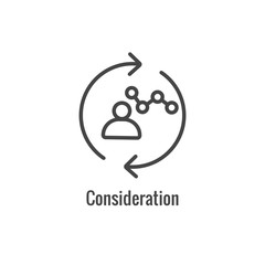Obraz premium New Business Process Icon, Consideration phase