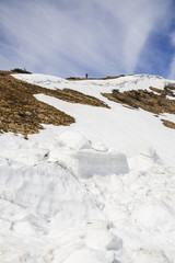 Sunny landscape at the end of winter season