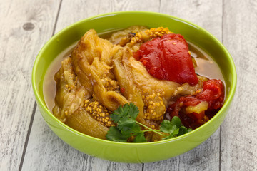 Caucasian cuisine - baked eggplant and tomato